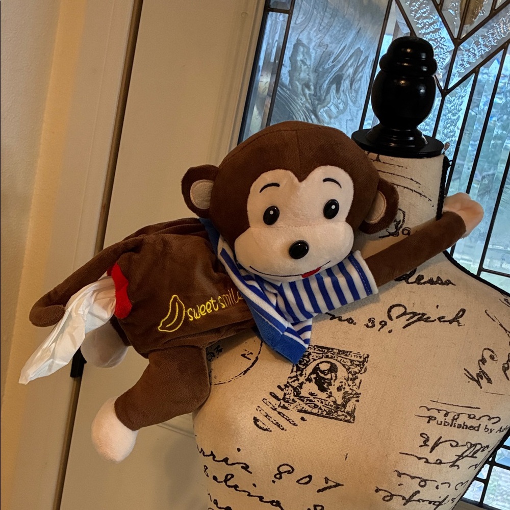 NWOT- Brown Monkey Plush Tissue Holder